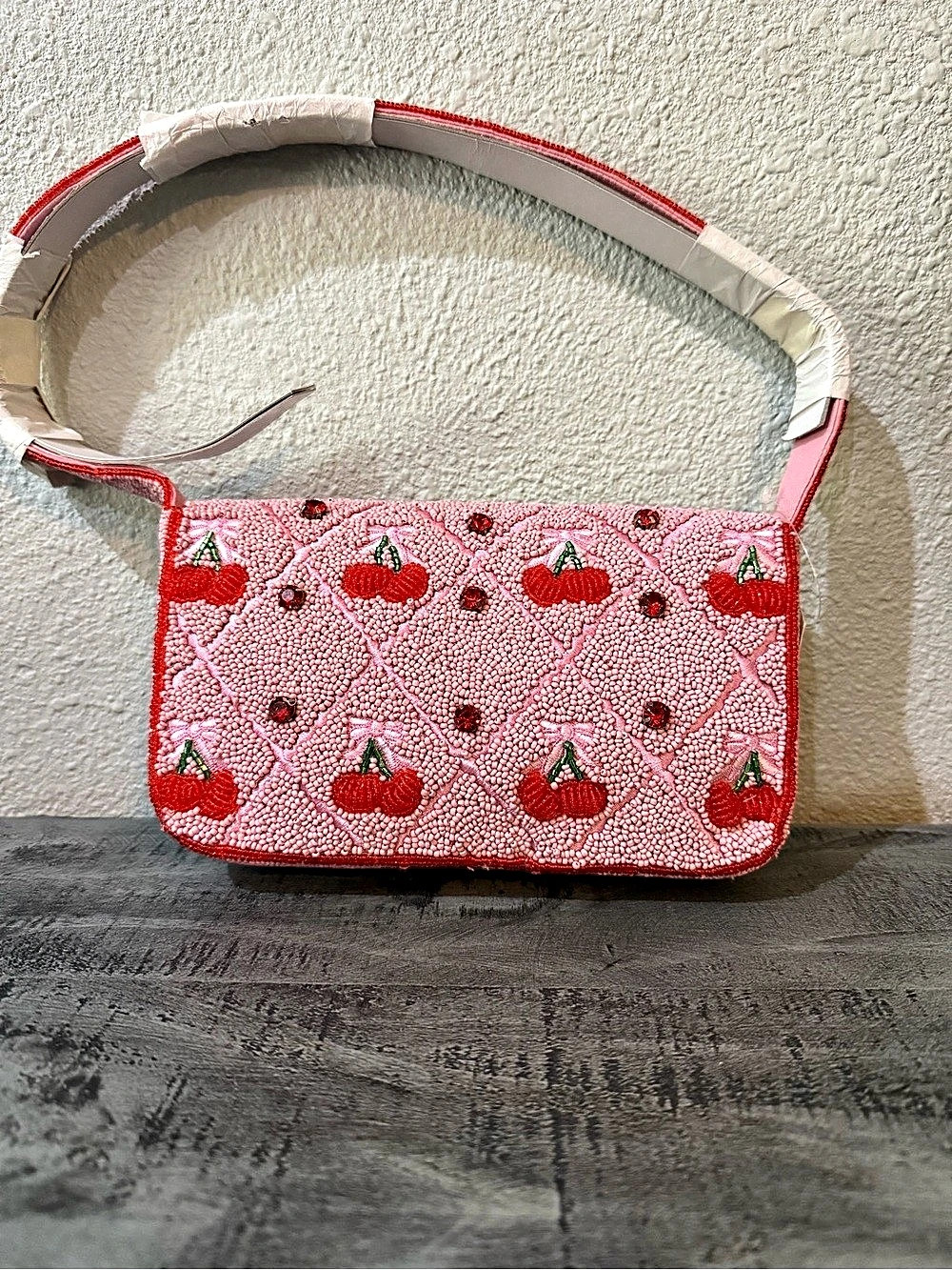 Anthropologie The Fiona Beaded Bag: Food & Drink Edition - Cherry Tile Cherry
